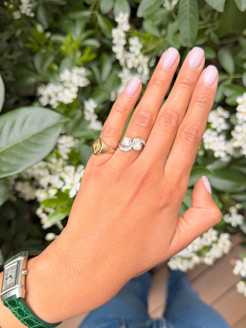 "Valentine" Bague vous et moi en or blanc et diamants 1.70 carats