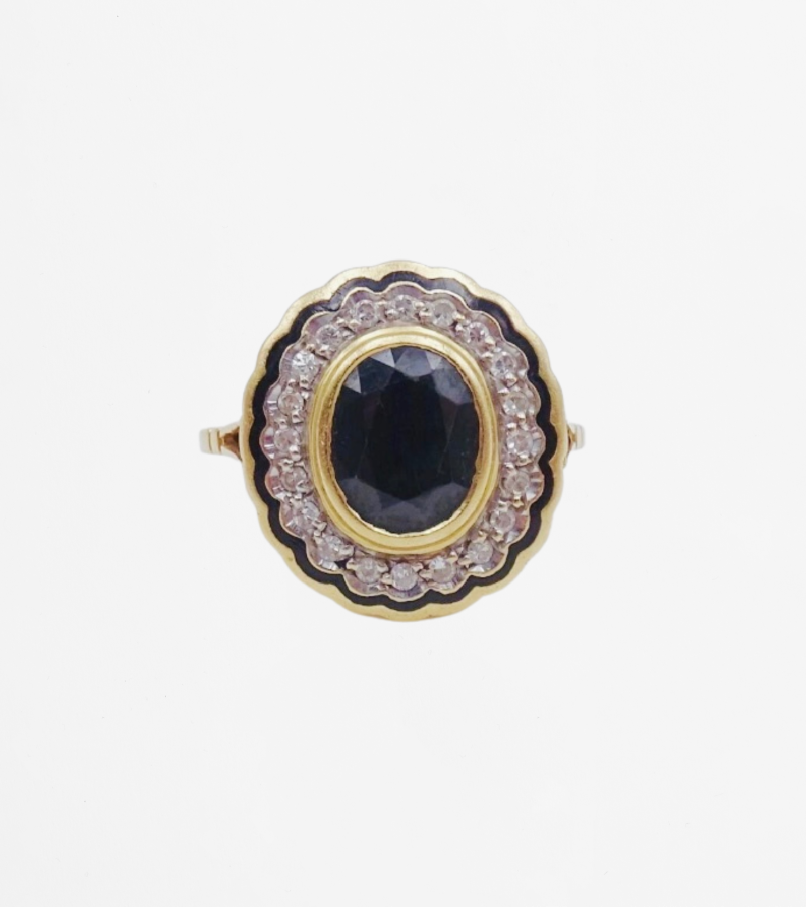 Bague Marguerite en or jaune, saphir et diamants