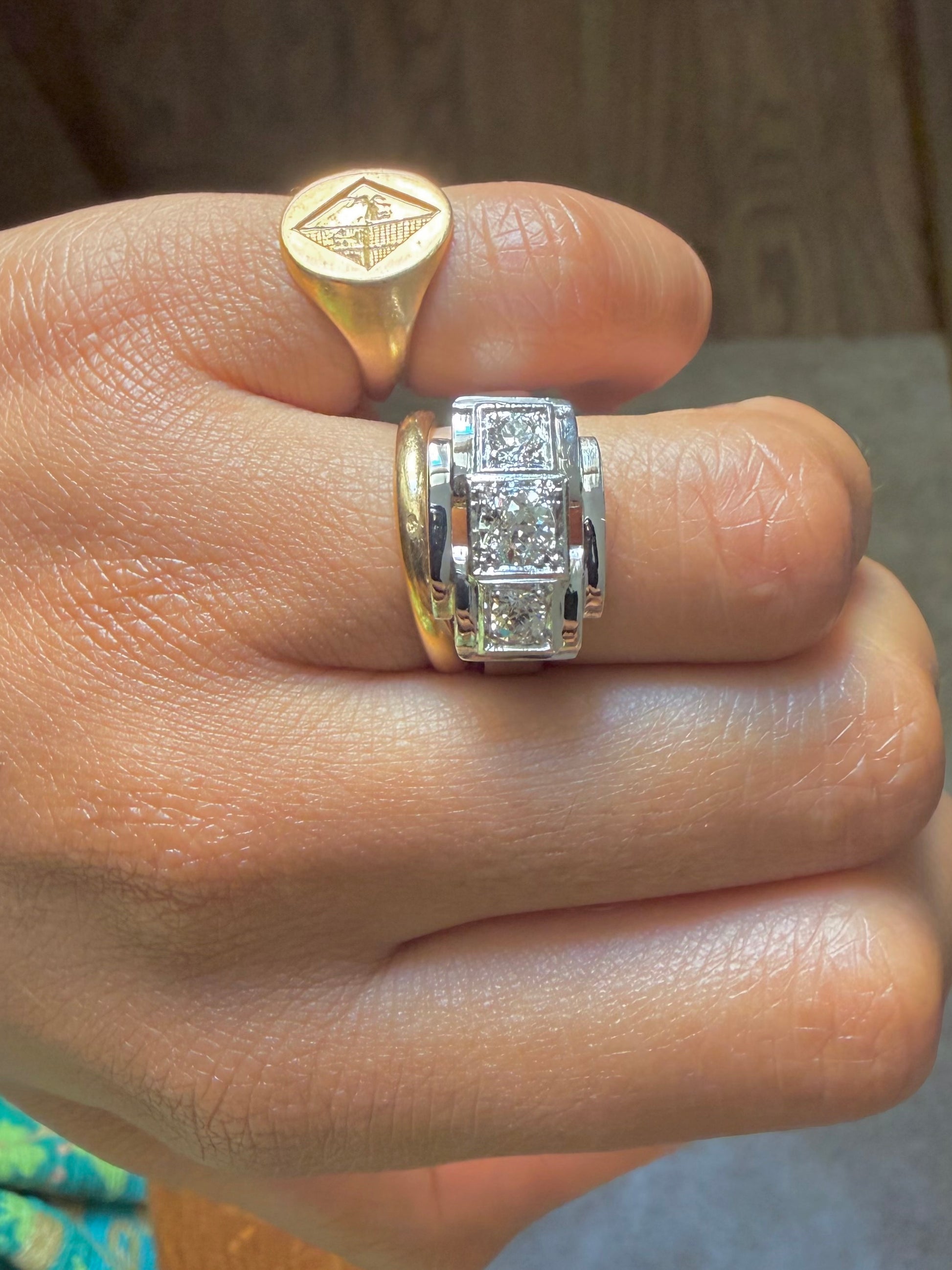 "Justine" Bague Tank en platine et diamants