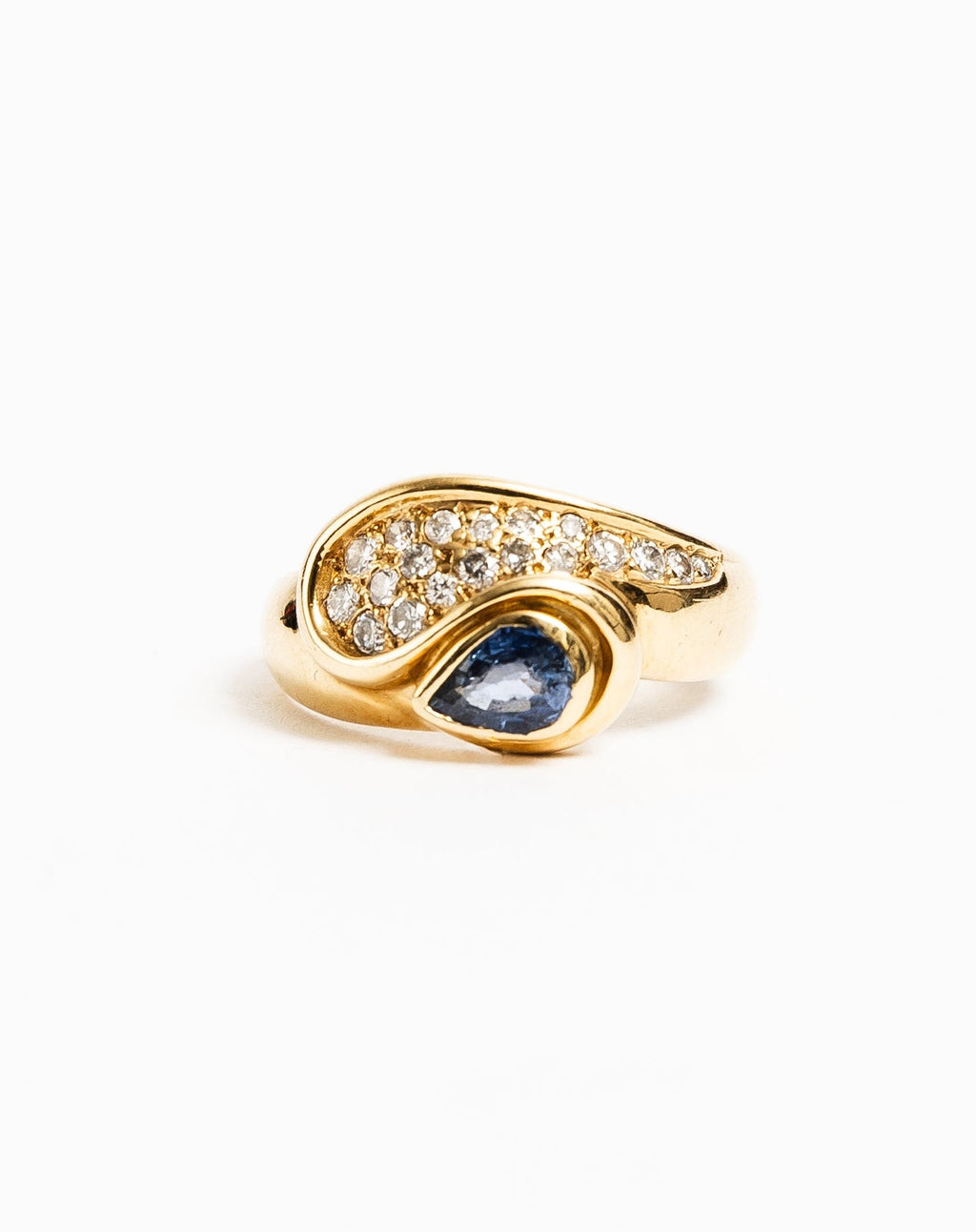 "Julie" Bague en or jaune, saphir et diamants