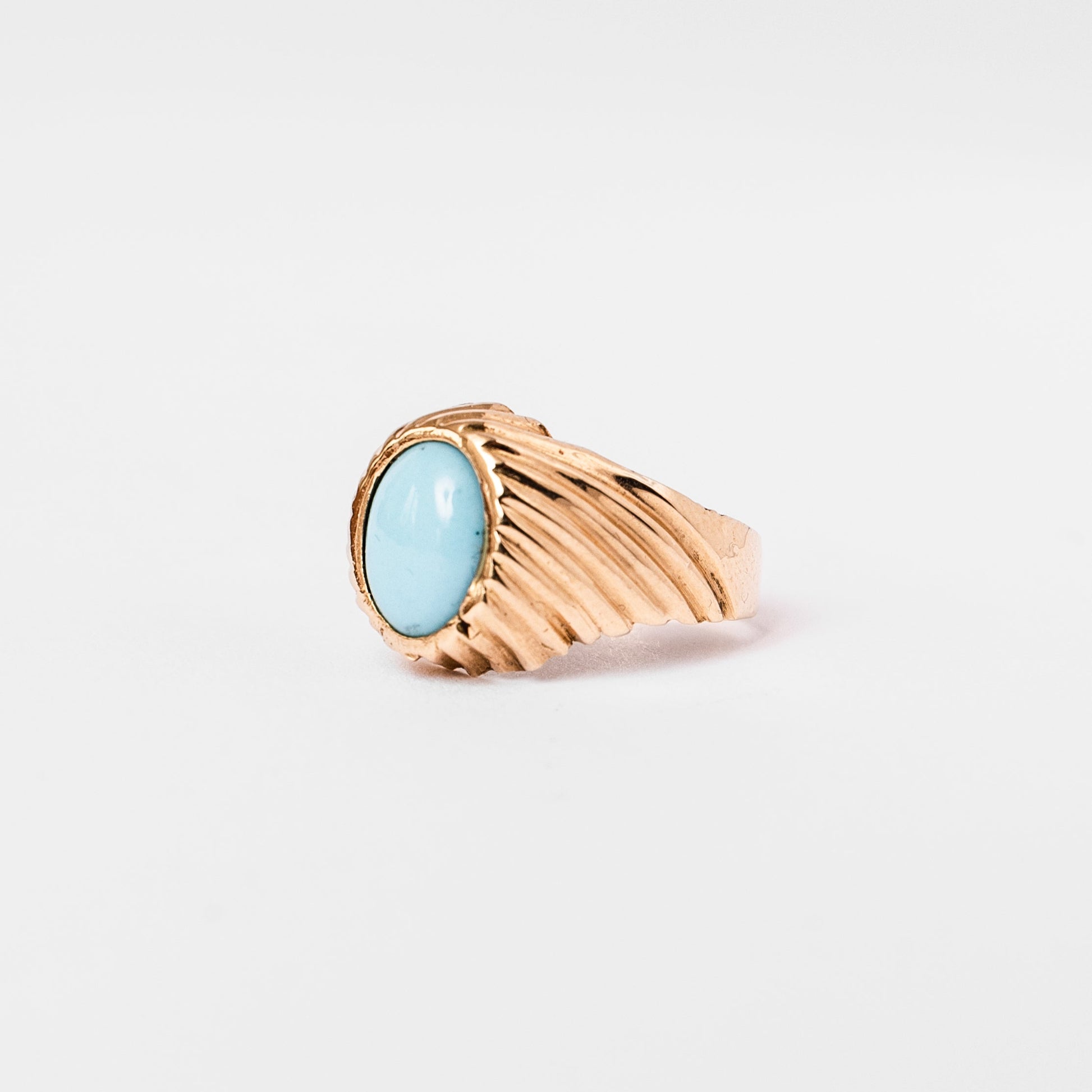 Bague Chevalière en or jaune et turquoise