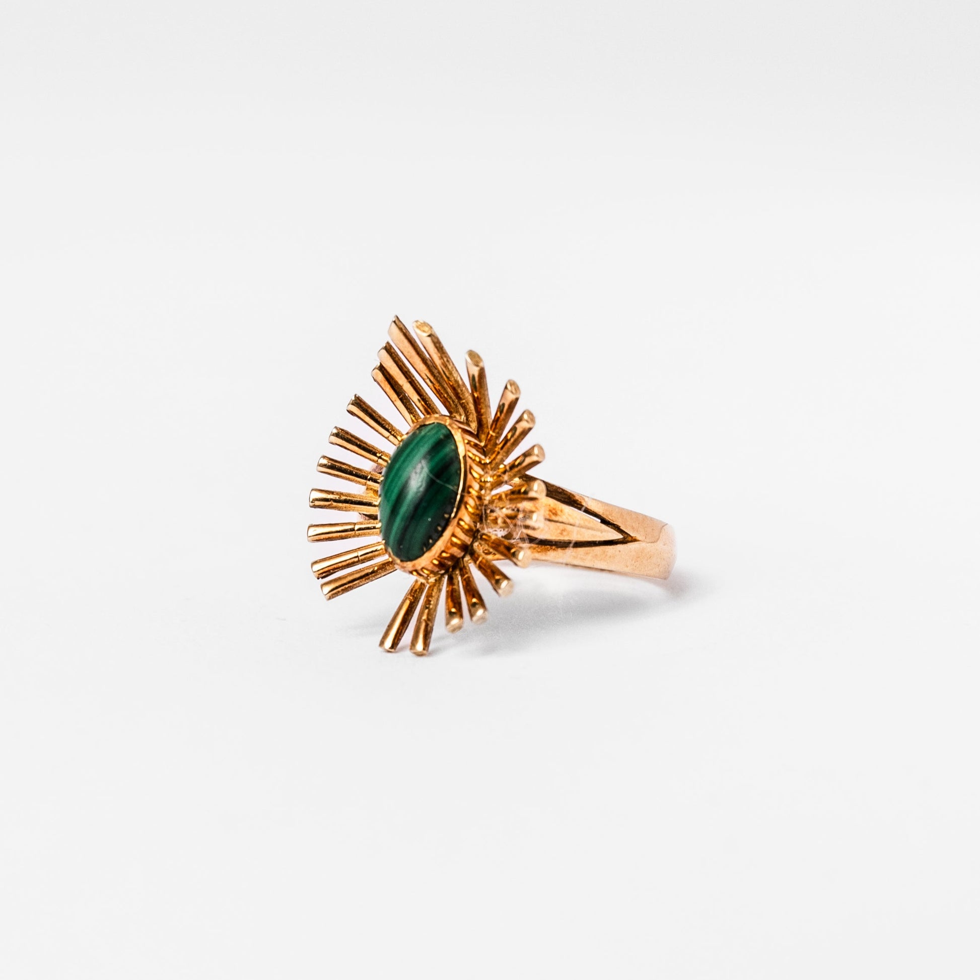 Bague Soleil en or jaune et malachite