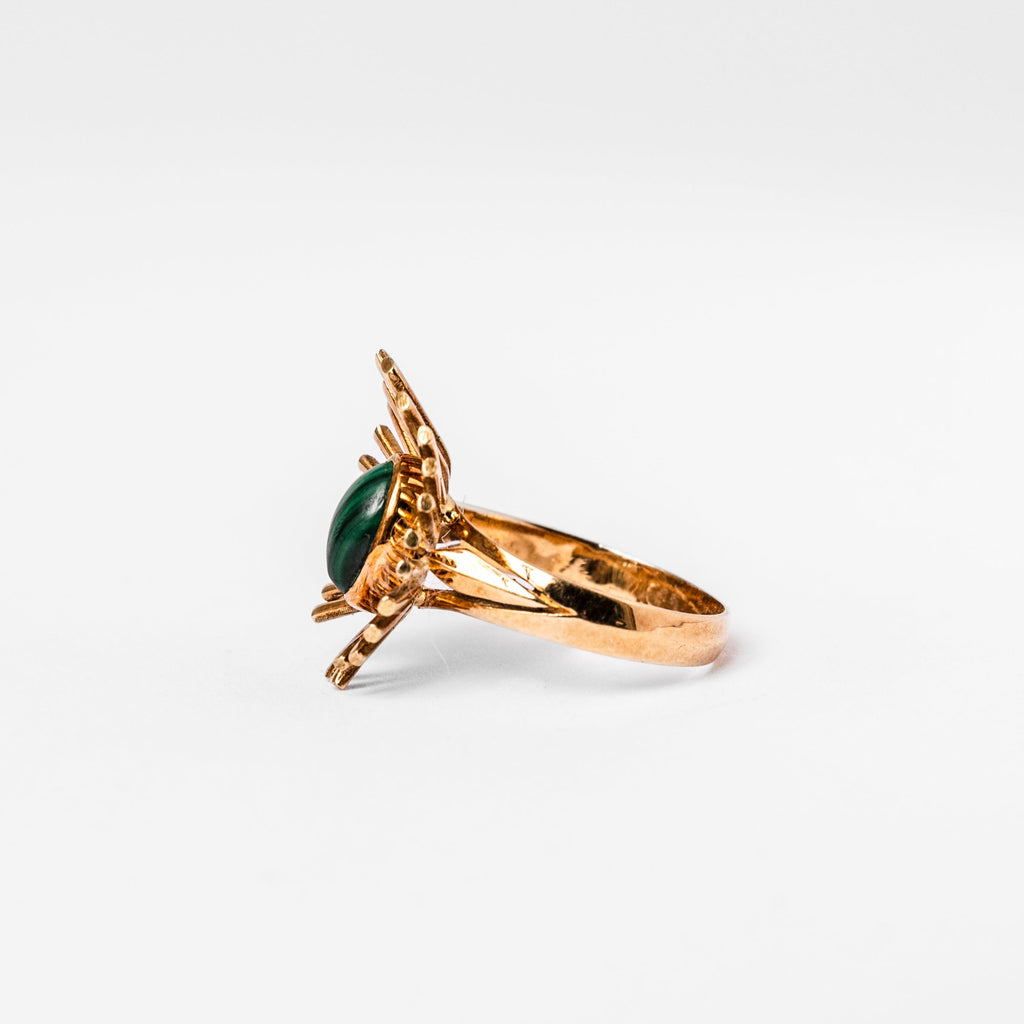 Bague Soleil en or jaune et malachite