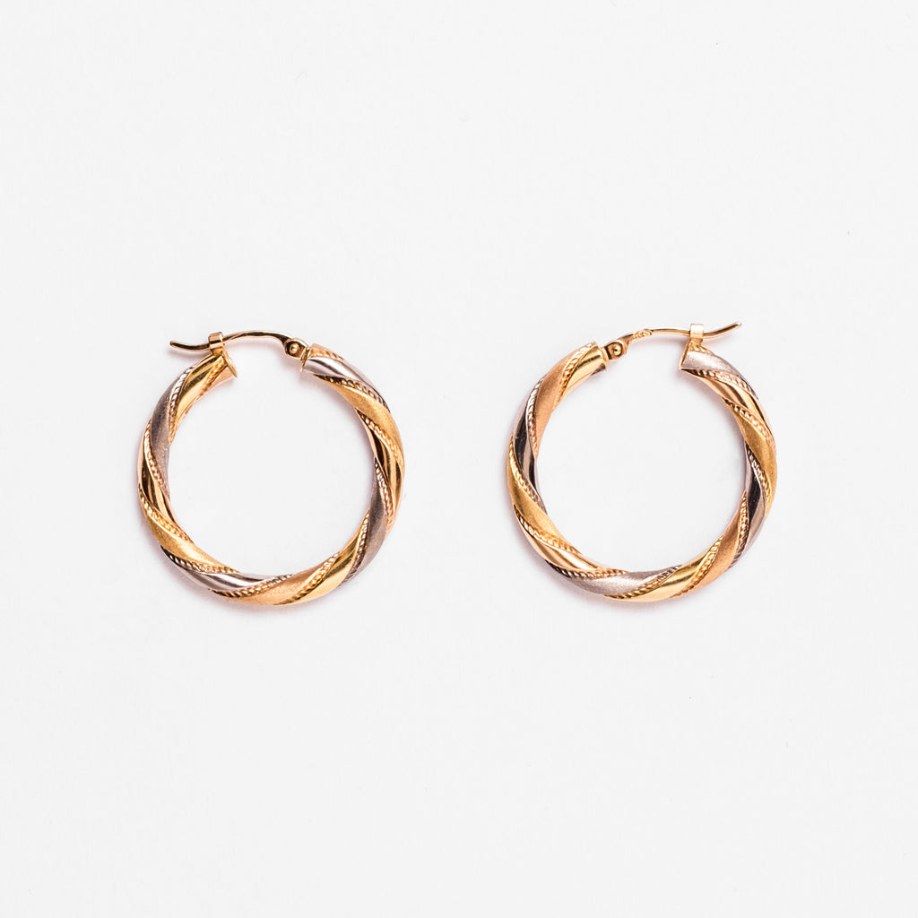 Boucles d'oreilles Créoles en trois ors