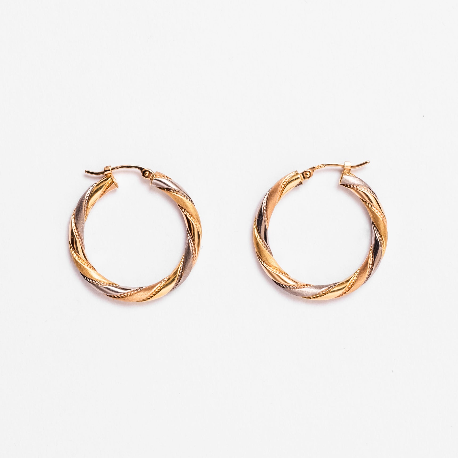 Boucles d'oreilles Créoles en trois ors
