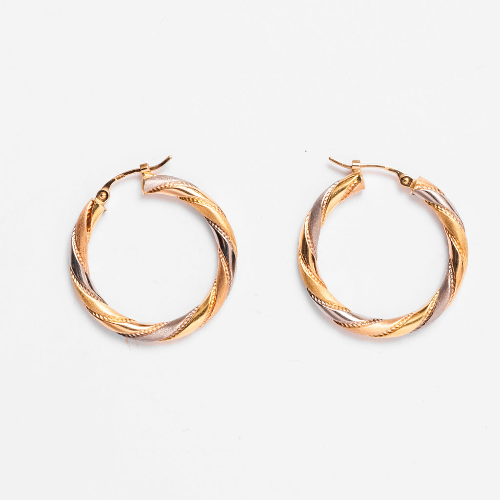 Boucles d'oreilles Créoles en trois ors