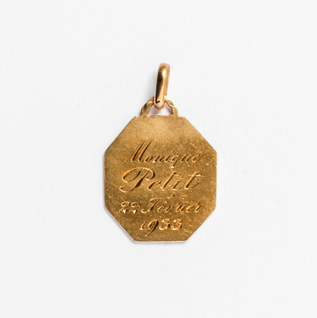 Pendentif Médaille de baptême en or jaune