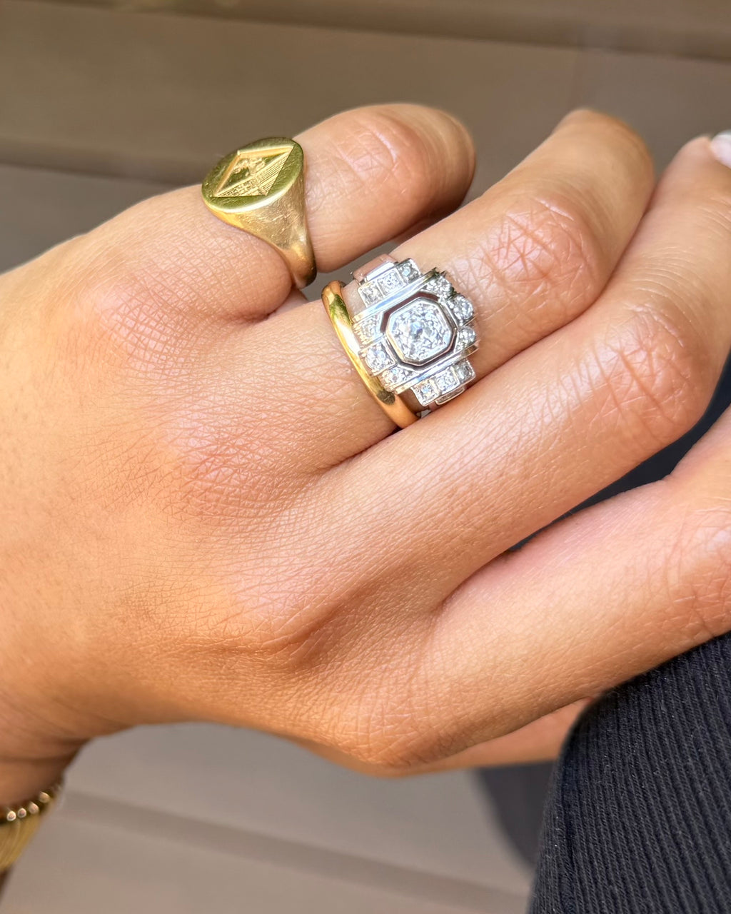 « Margaux » Bague art déco en platine et diamants