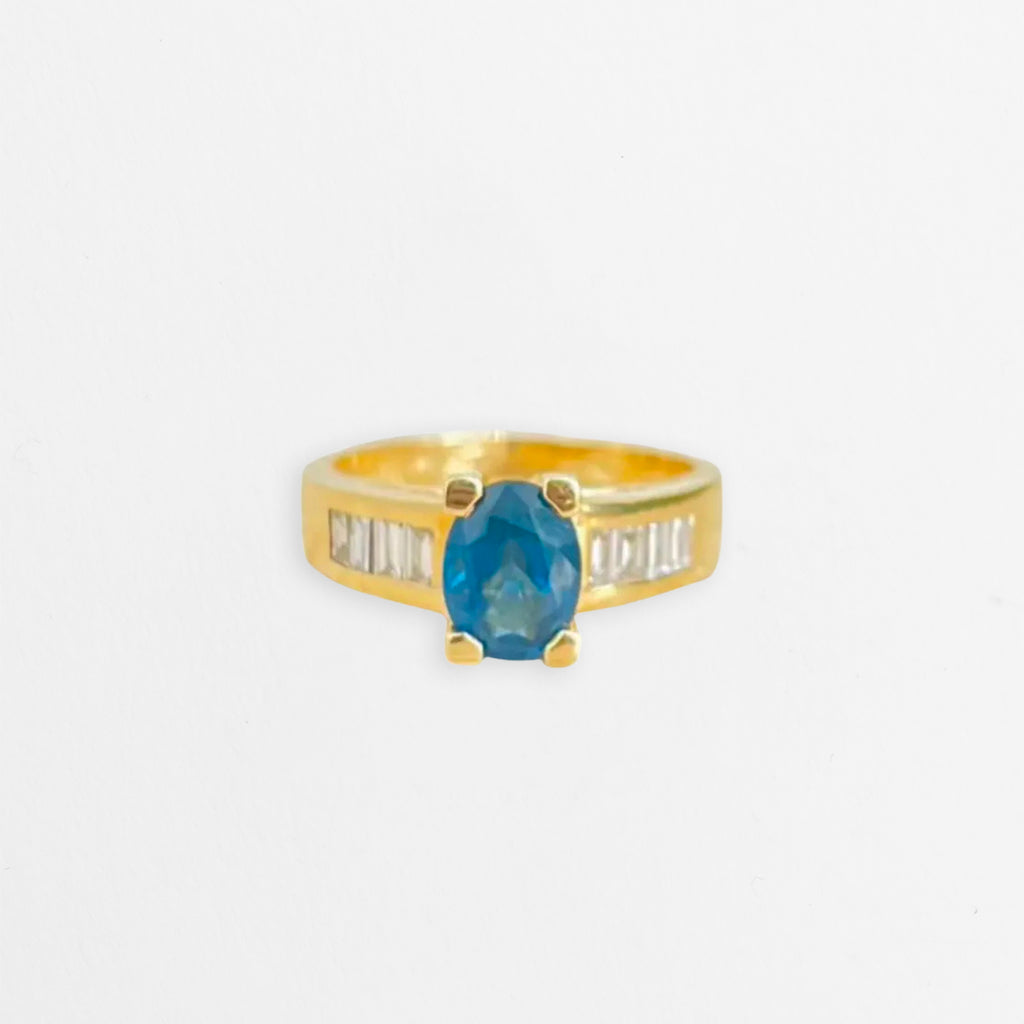 Bague en or jaune saphir et diamants