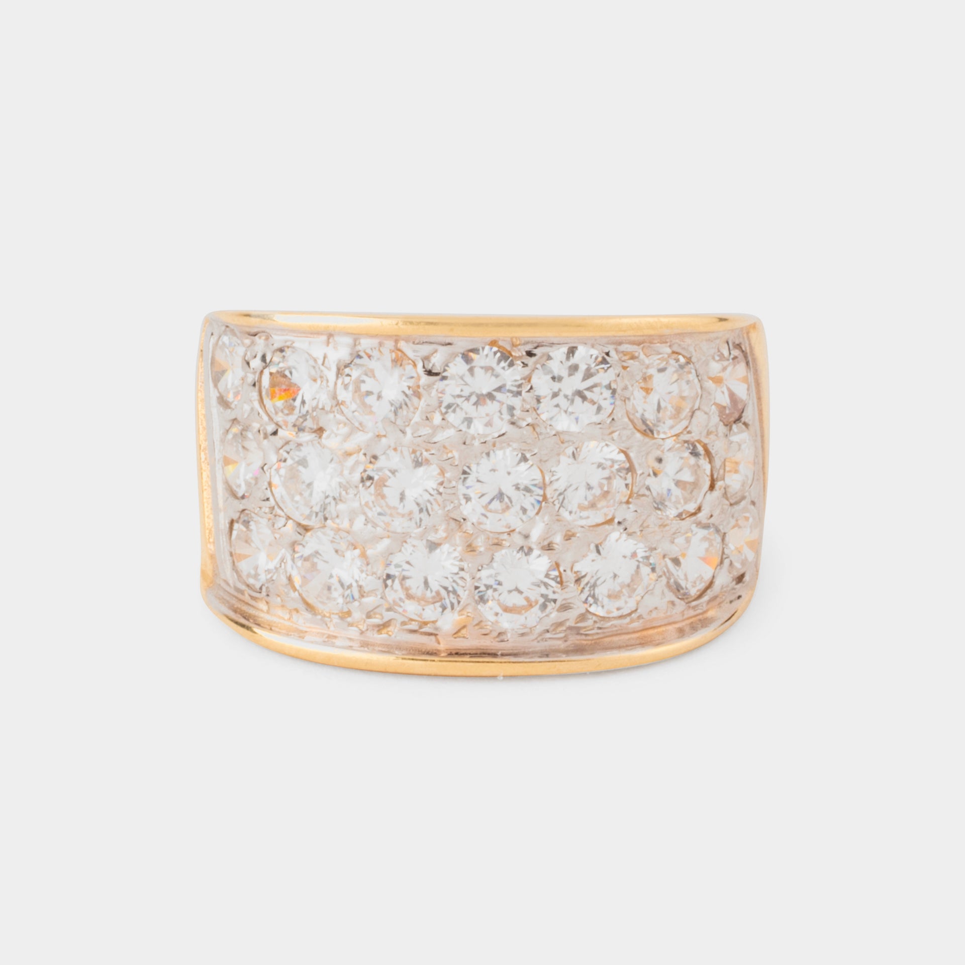 Bague Chevalière en or jaune, or blanc et diamants