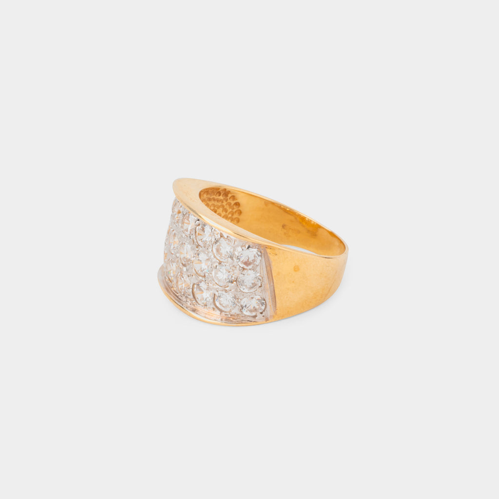 Bague Chevalière en or jaune, or blanc et diamants