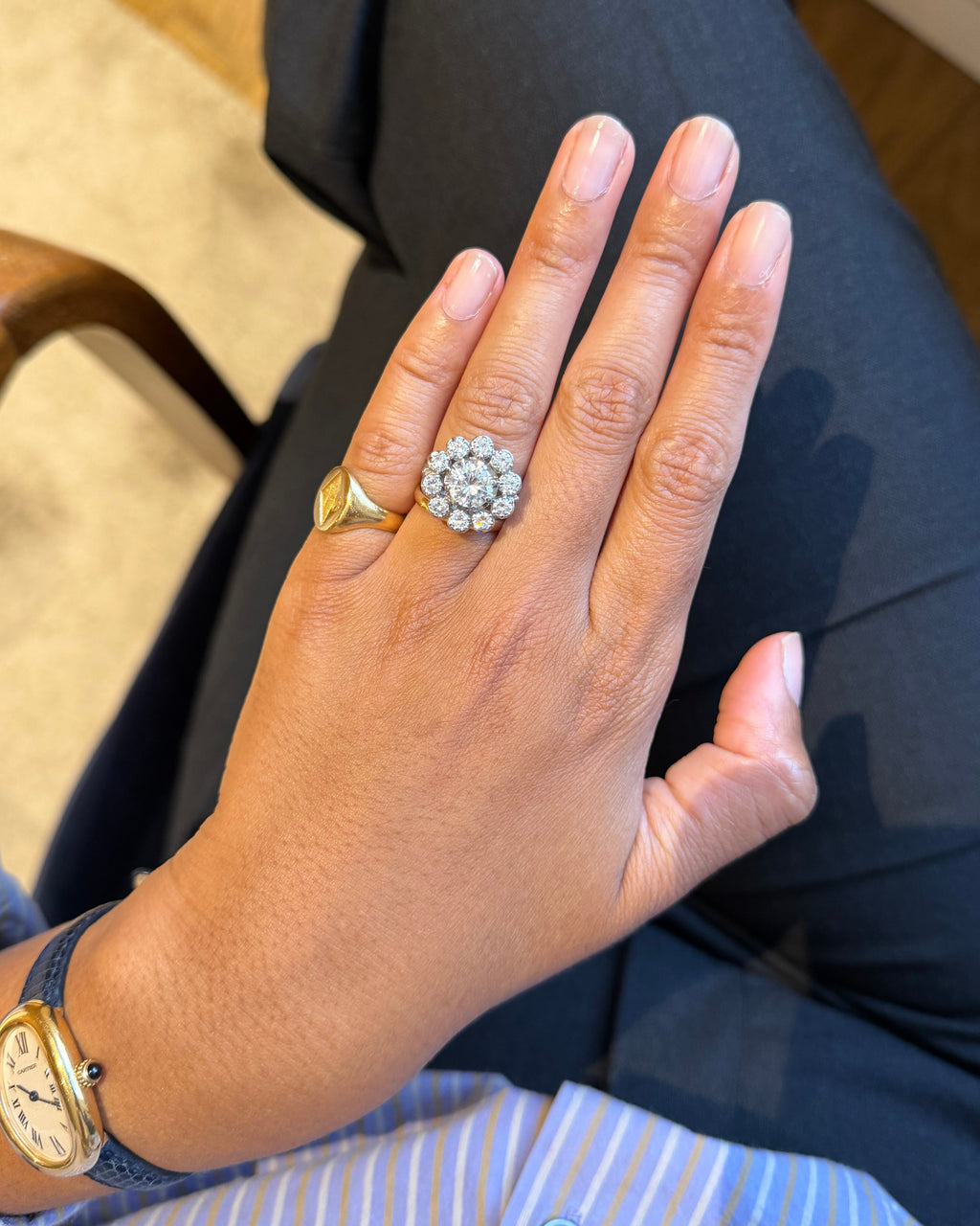 «  Alexandrine »  Bague Marguerite en platine et diamants