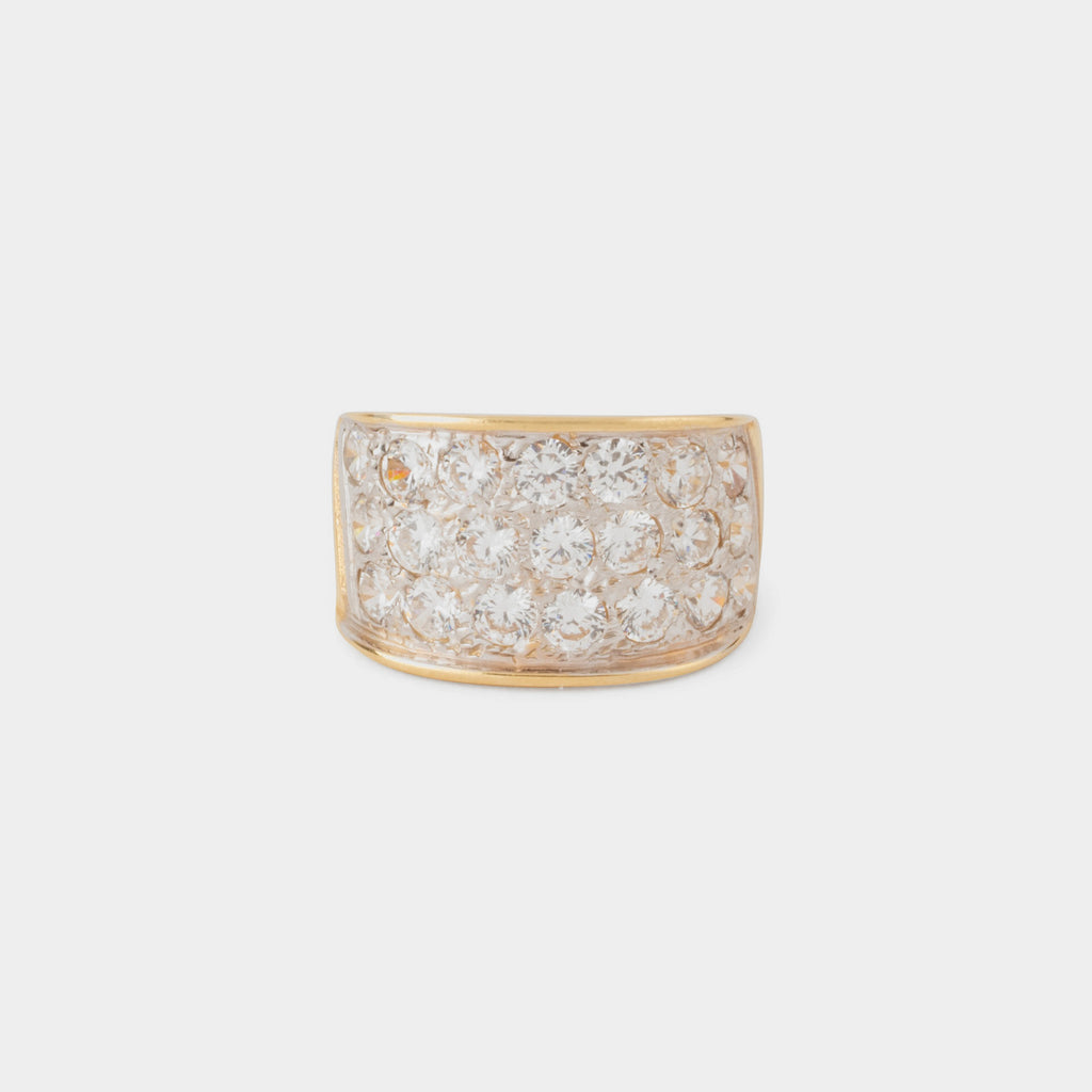 Bague Chevalière en or jaune, or blanc et diamants