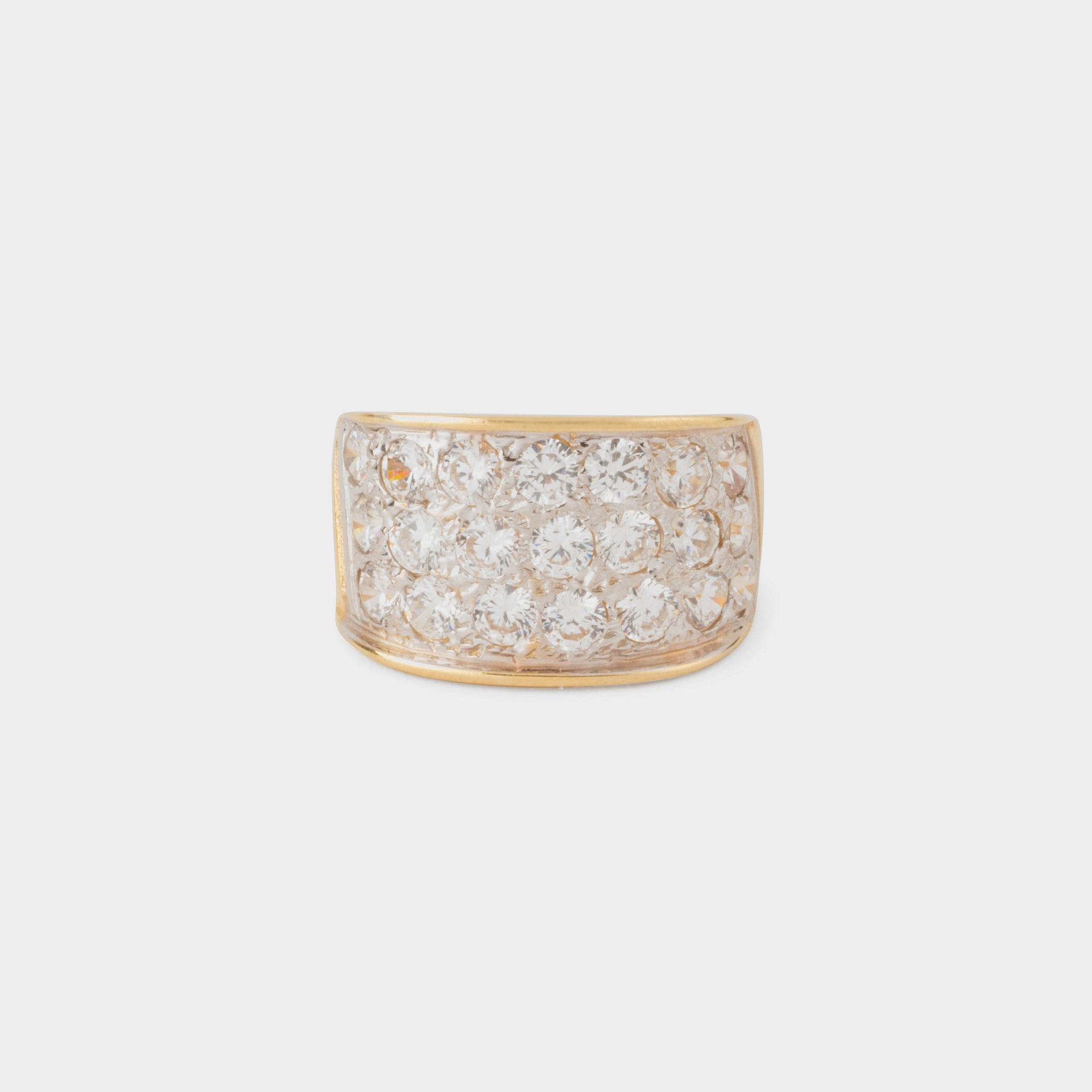 Bague Chevalière en or jaune, or blanc et diamants