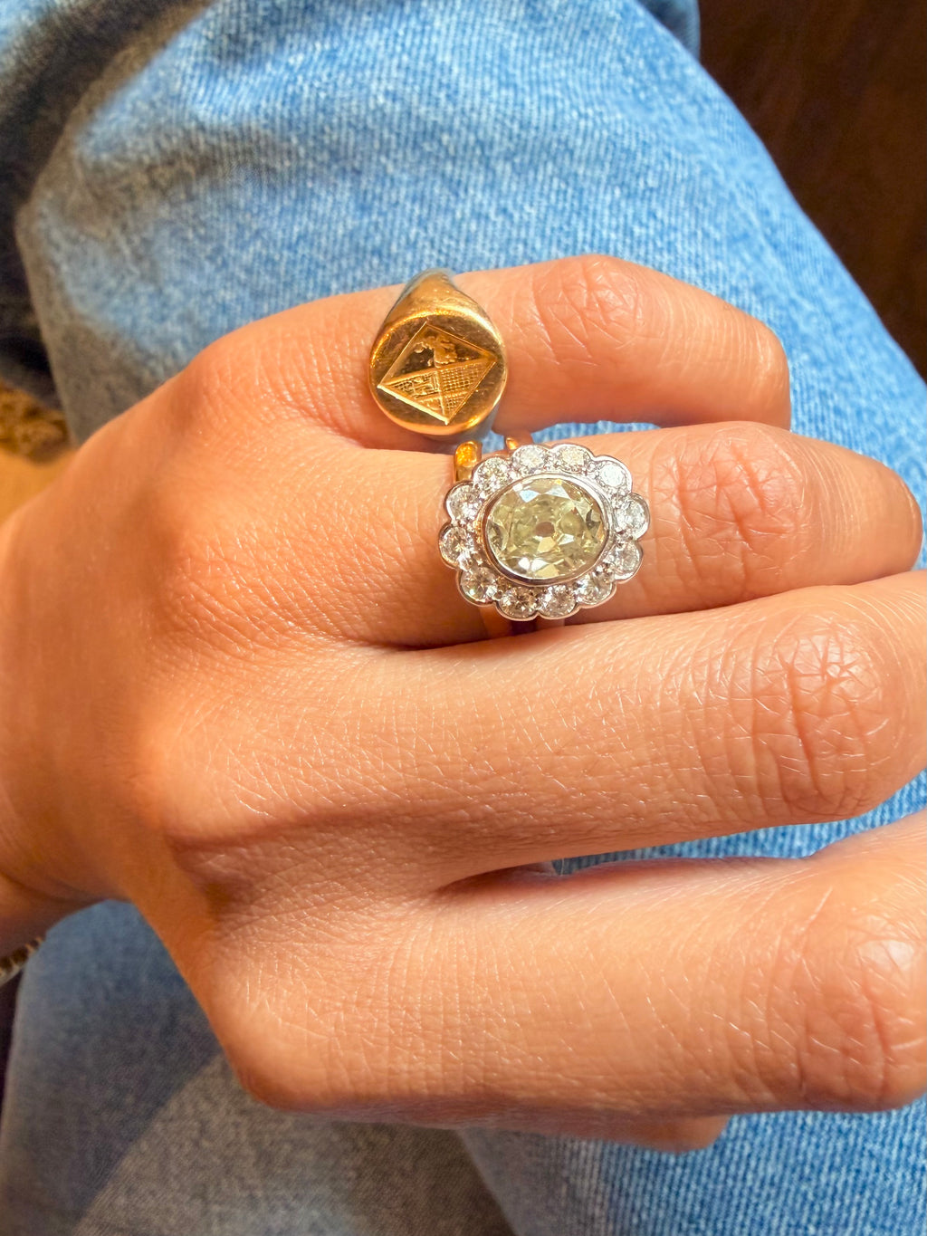 « Amicie » Bague Pompadour, en platine et diamants