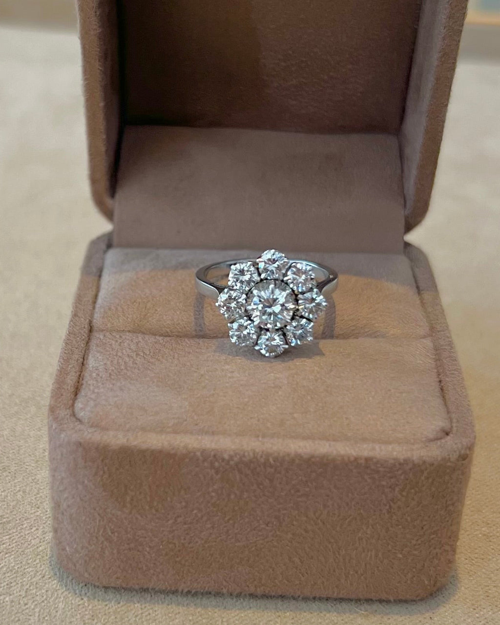 "Olympe" Bague Marguerite en or blanc, platine et diamants