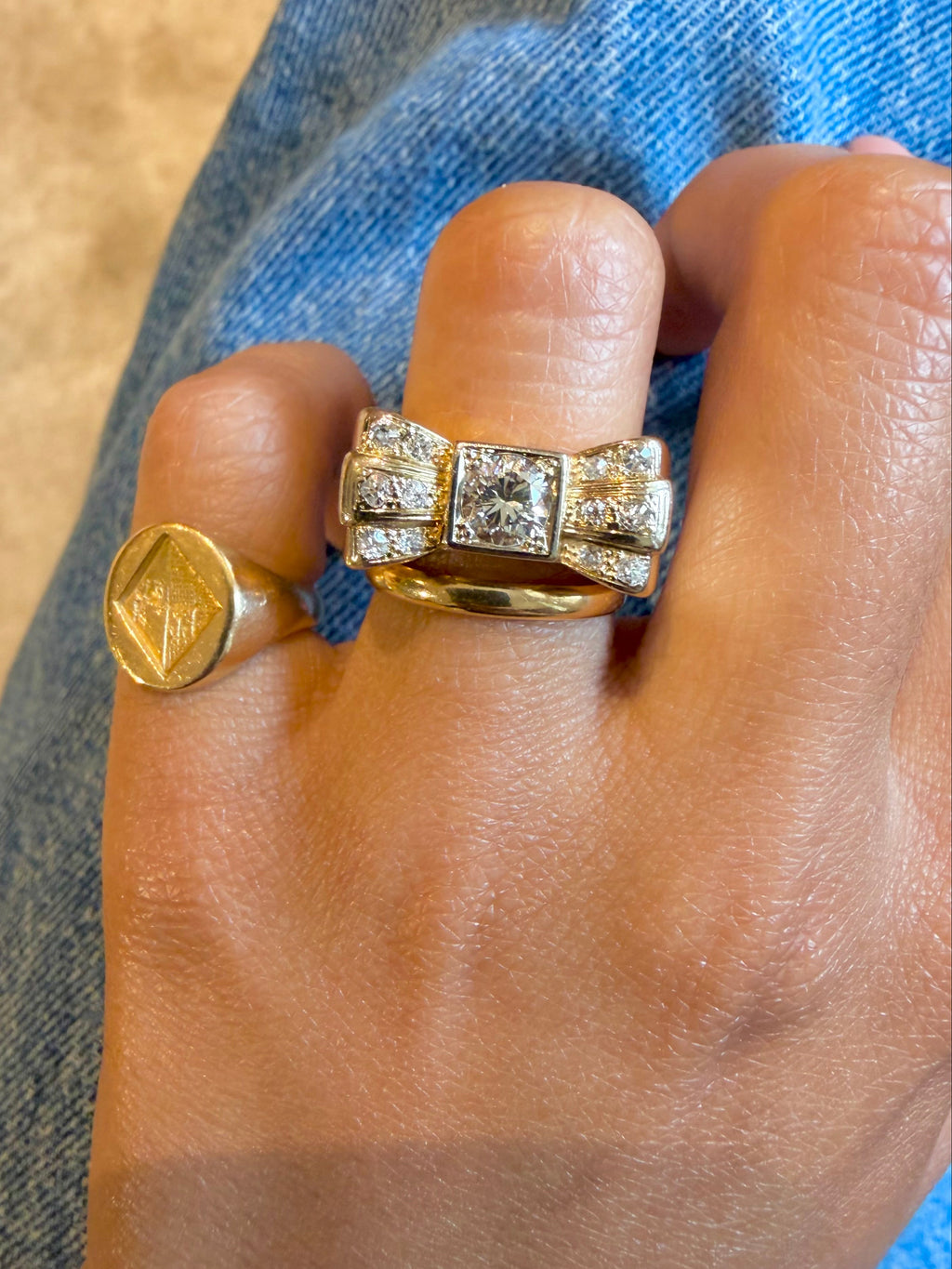 "Albertine" Bague Tank en or jaune, et diamants