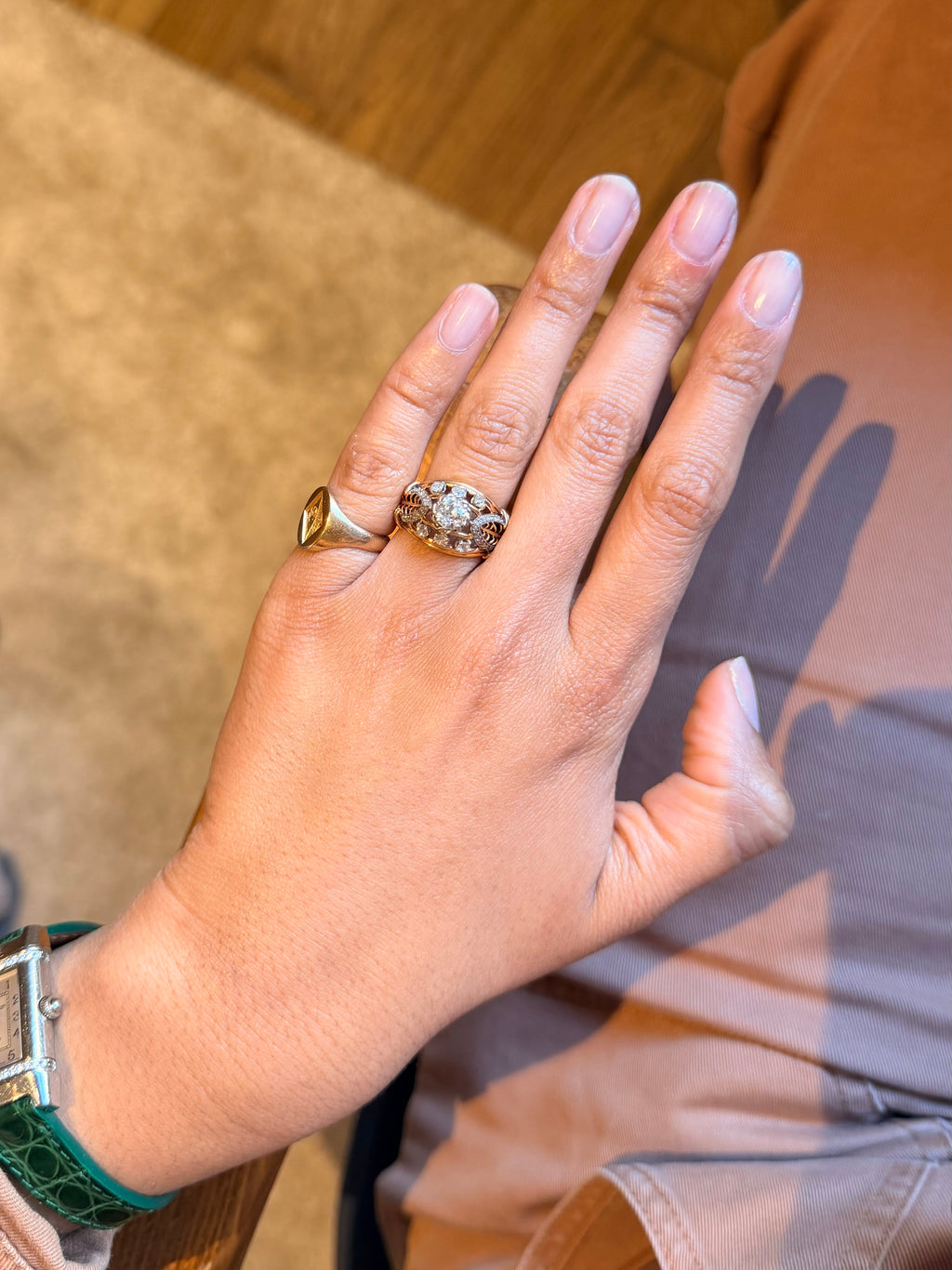 «Bertille» Bague Dôme en or rose et diamants