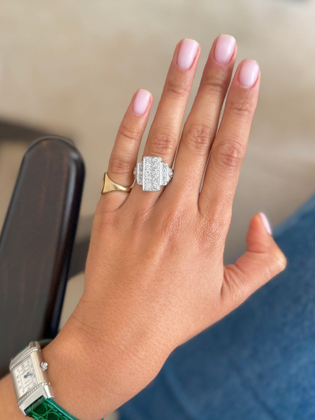 "Armelle" Bague Art déco, en platine et diamants