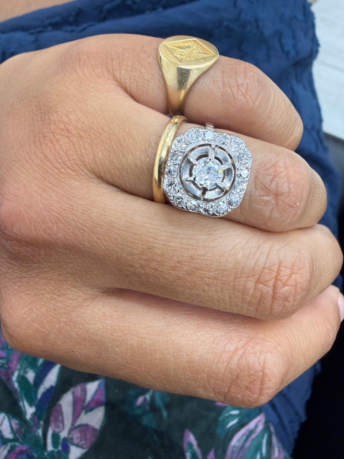 "Laeticia"  Bague art déco or blanc et diamants 1,5 carats
