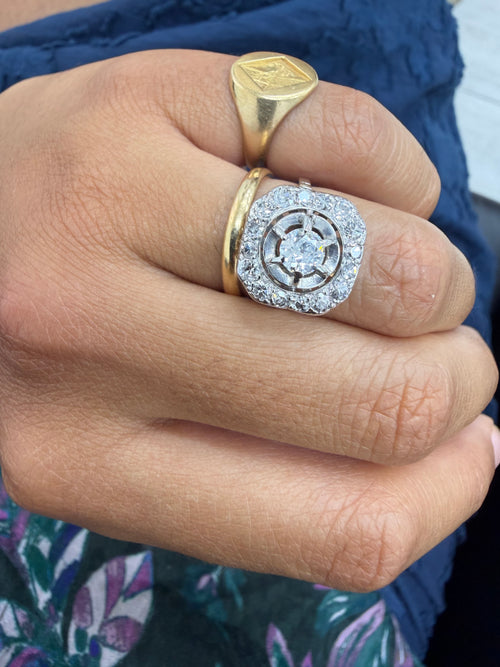 "Laeticia"  Bague art déco or blanc et diamants 1,5 carats