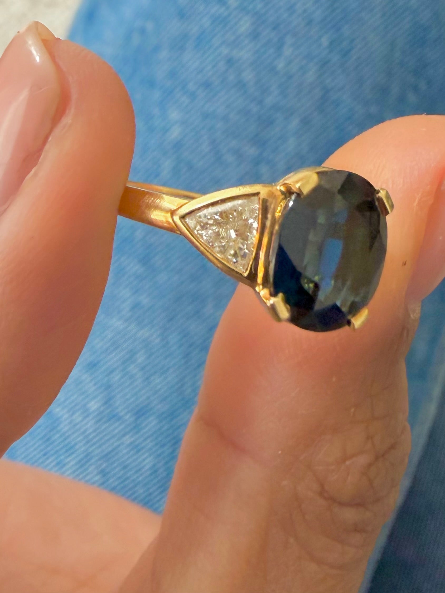« Alma » Bague trilogie saphir et diamants