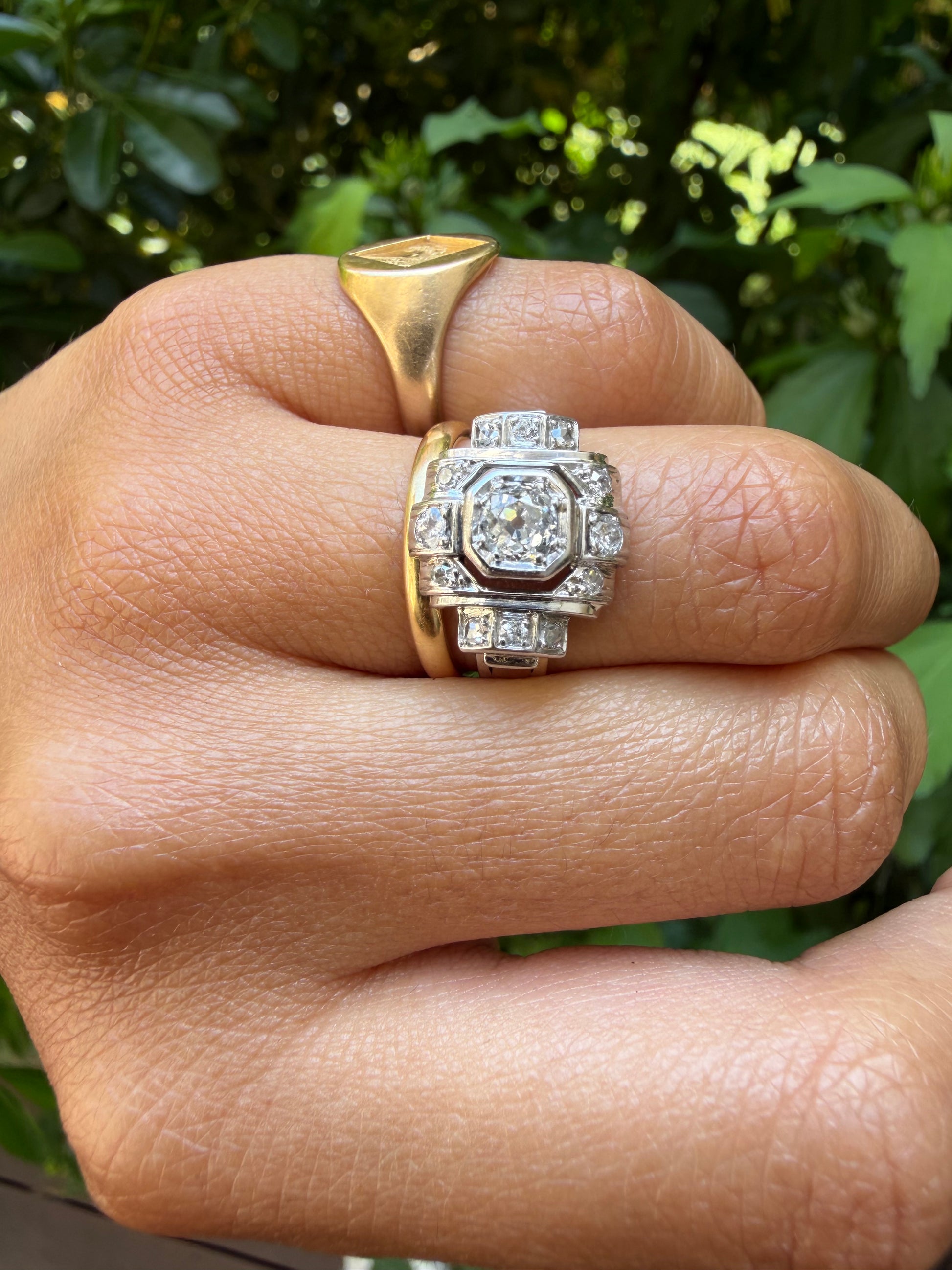 « Margaux » Bague art déco en platine et diamants