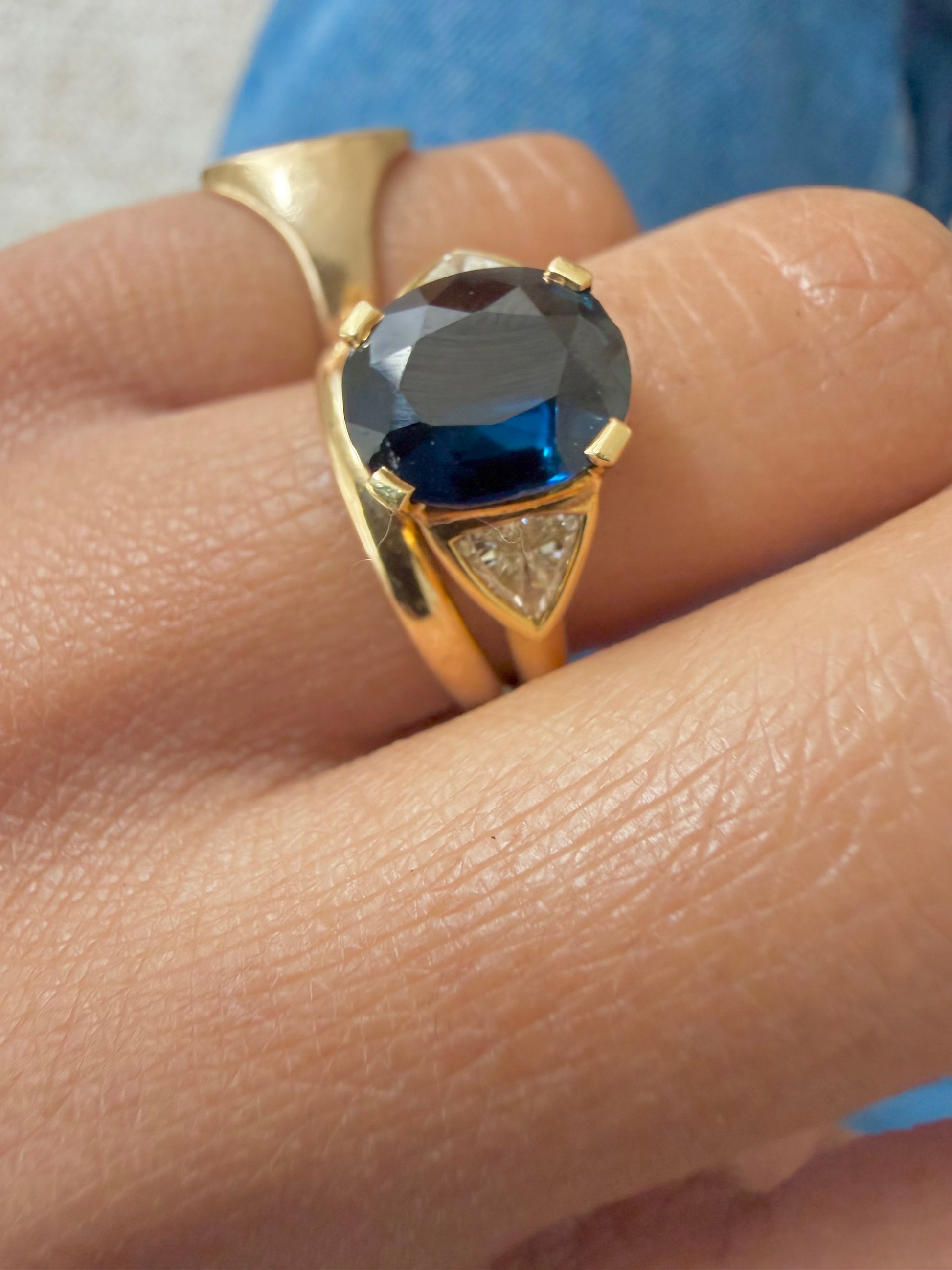 « Alma » Bague trilogie saphir et diamants