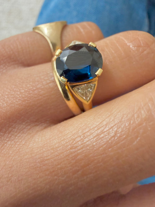 « Alma » Bague trilogie saphir et diamants