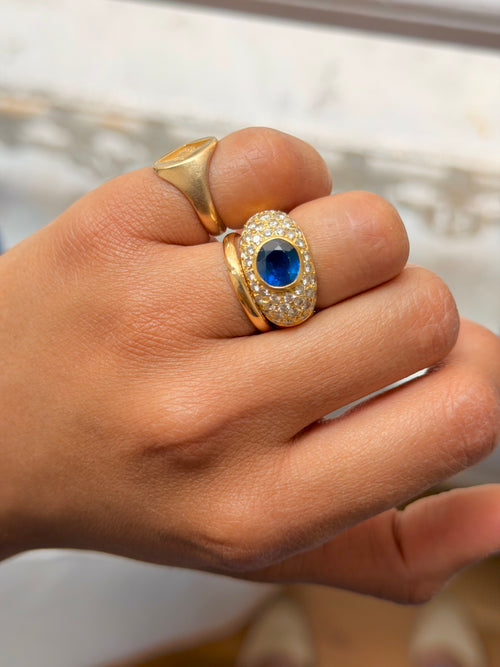 « Soïzic » Bague Jonc or jaune saphir et diamants
