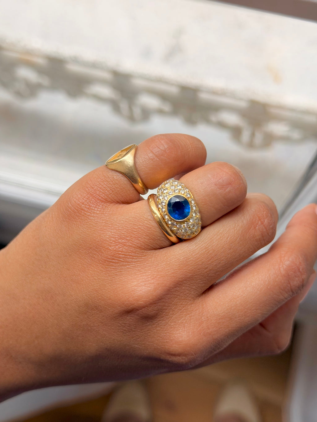 « Soïzic » Bague Jonc or jaune saphir et diamants