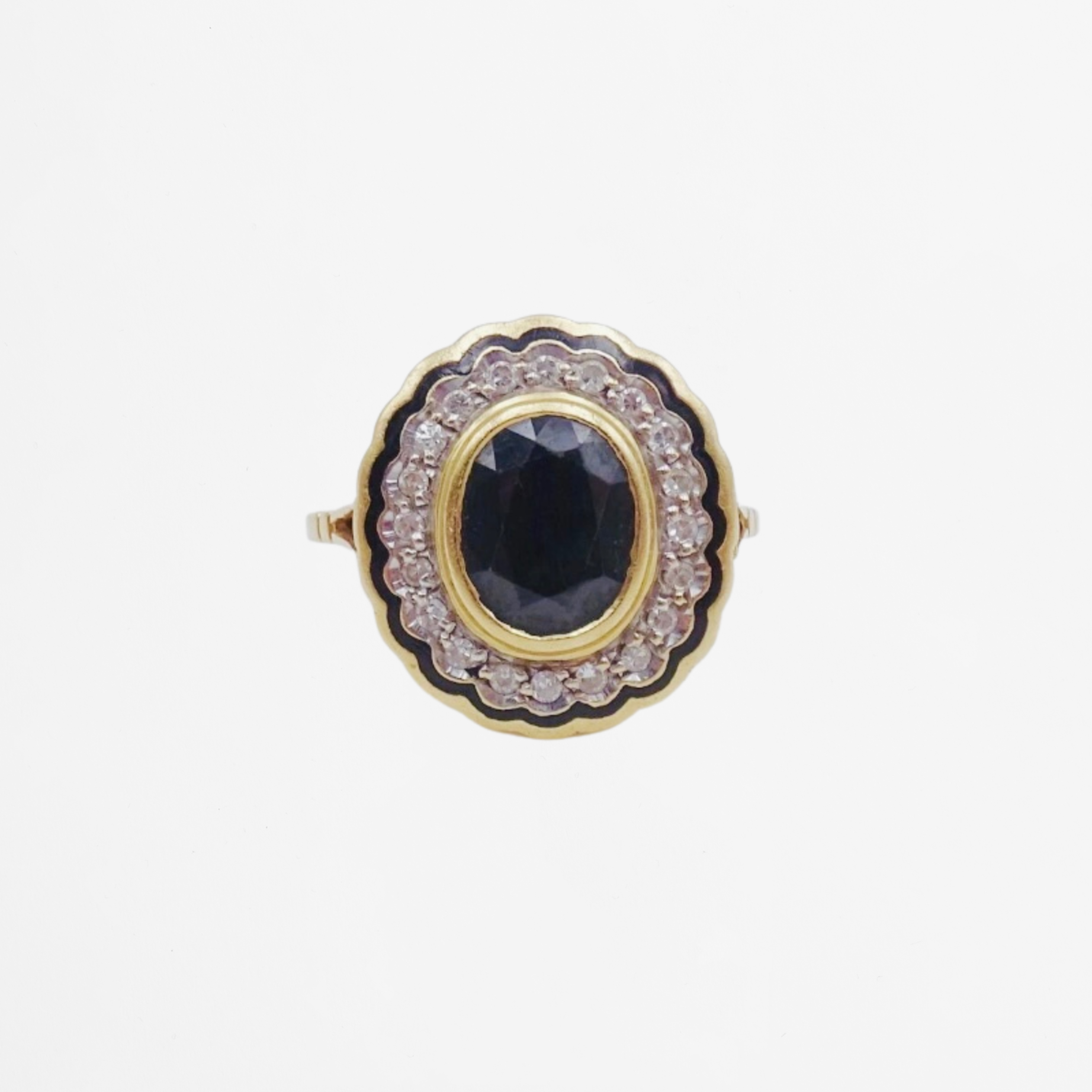 Bague Marguerite en or jaune, saphir et diamants