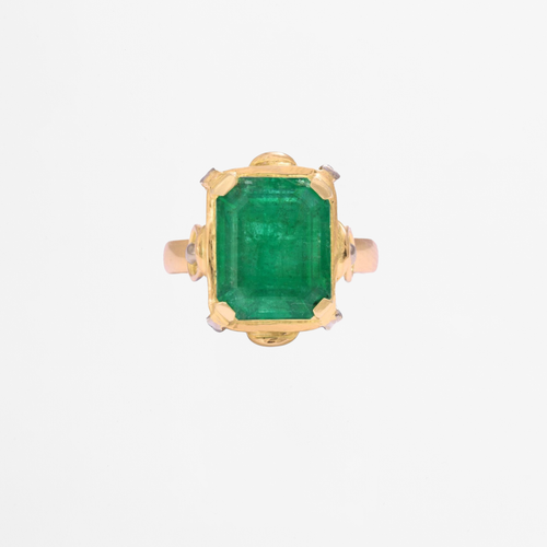 "Salomé" Bague en or jaune, or blanc et émeraude