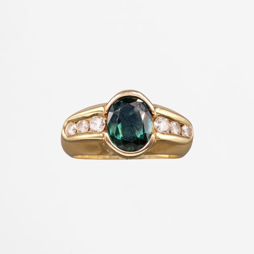 Bague Jonc en or jaune saphir et diamants