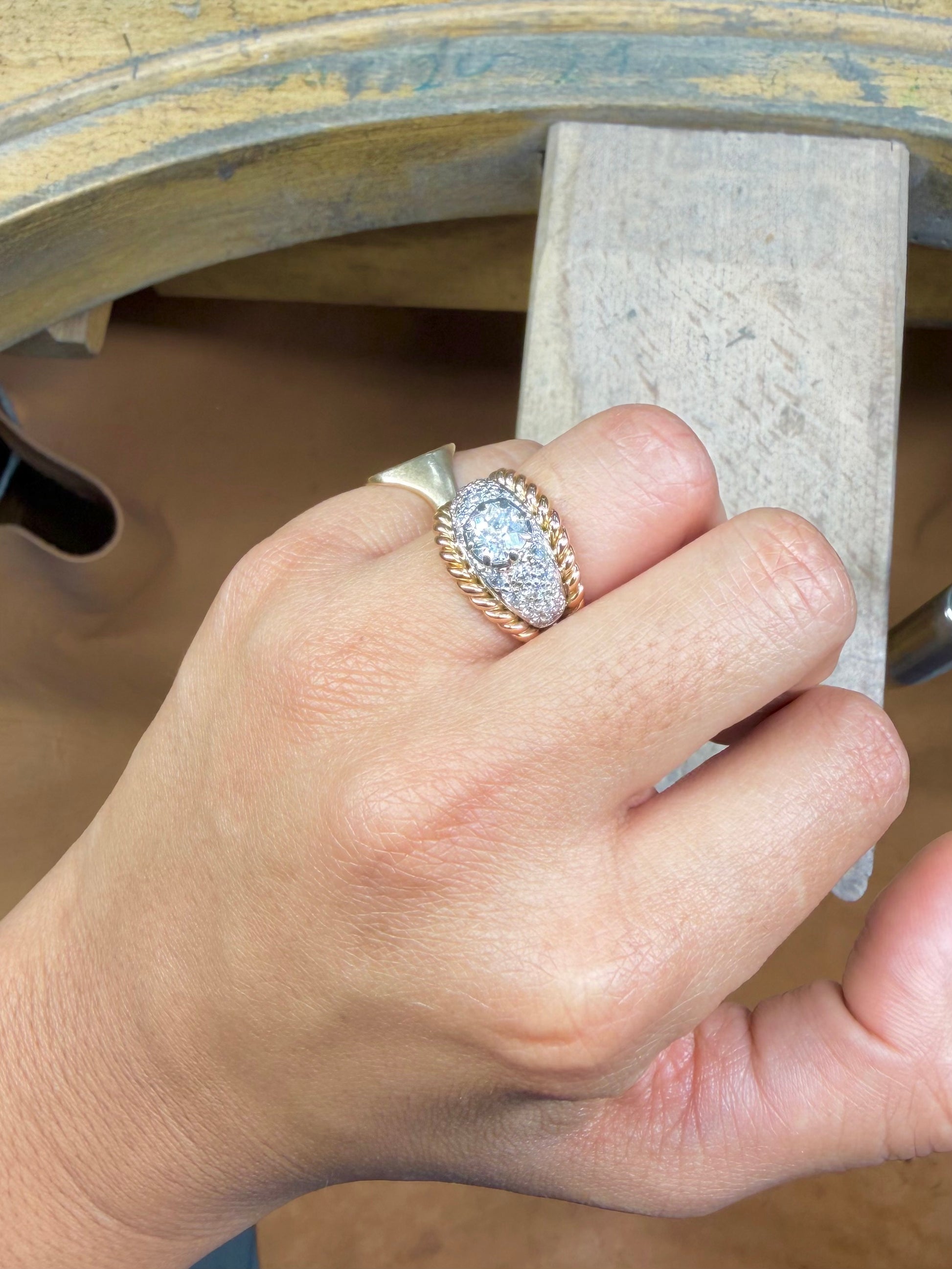 « Olivia » Bague double jonc or et diamants