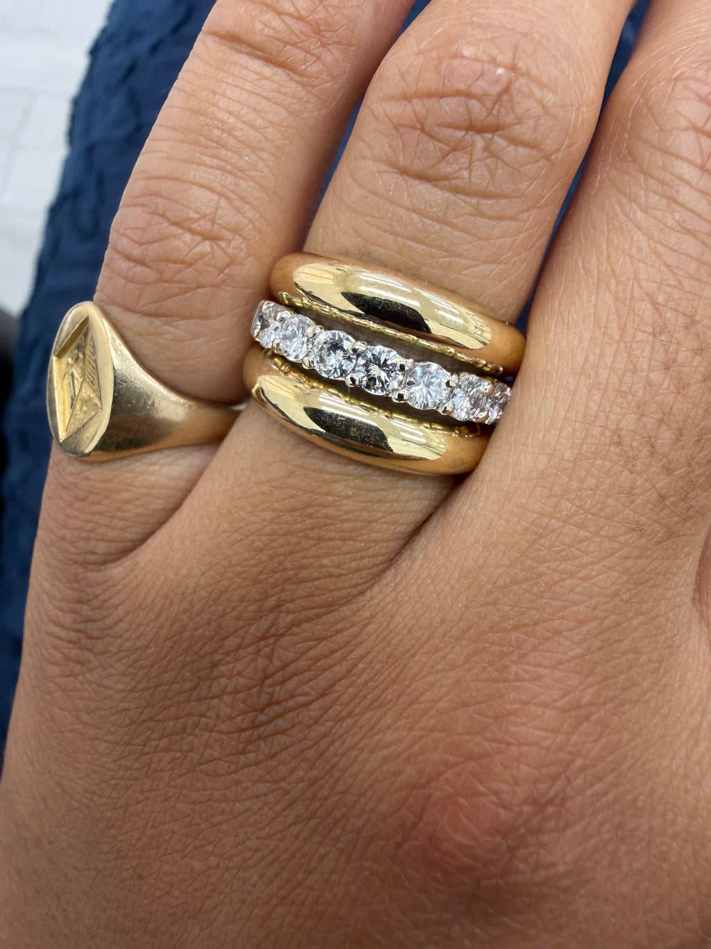 "Bénédicte" Bague bandeau en or jaune et diamants