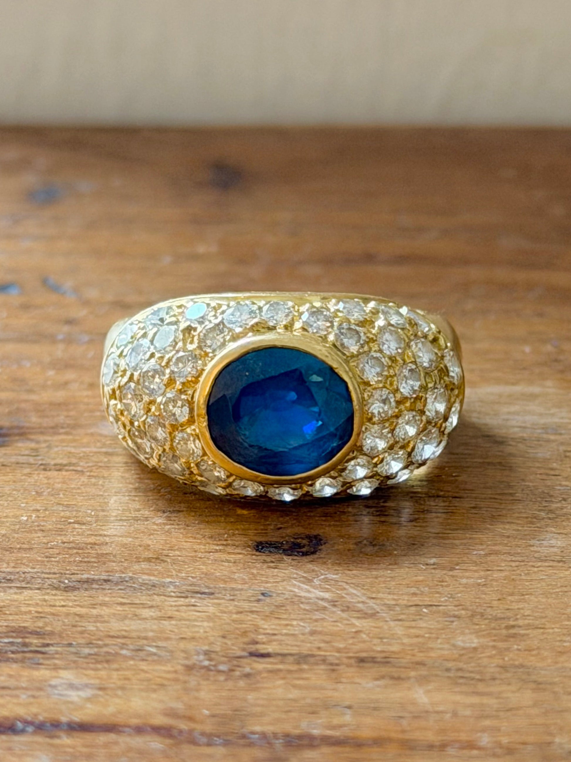 « Soïzic » Bague Jonc or jaune saphir et diamants