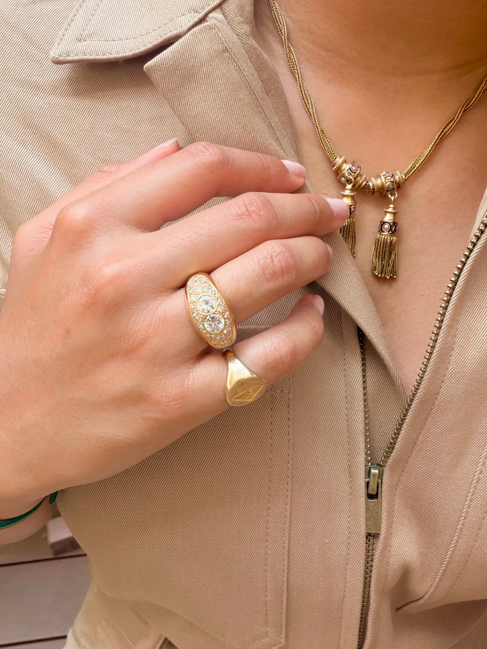 "Louison" Bague Jonc en or jaune et diamants