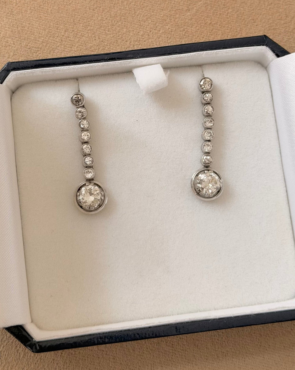 White gold, platinum and diamond earrings