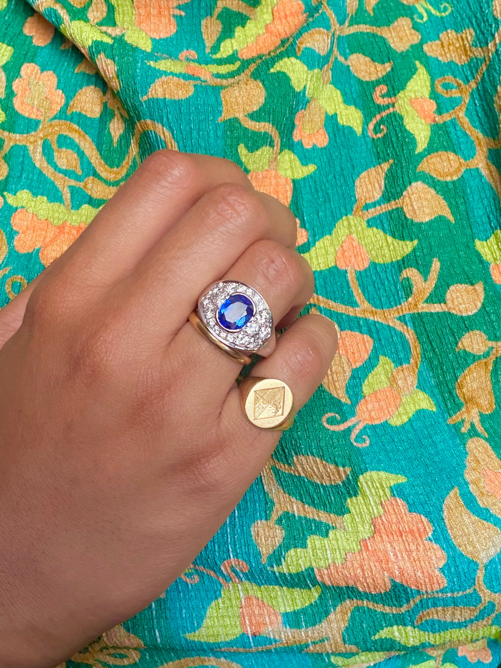 "Alba" Bague Bandeau en or blanc saphir et diamants