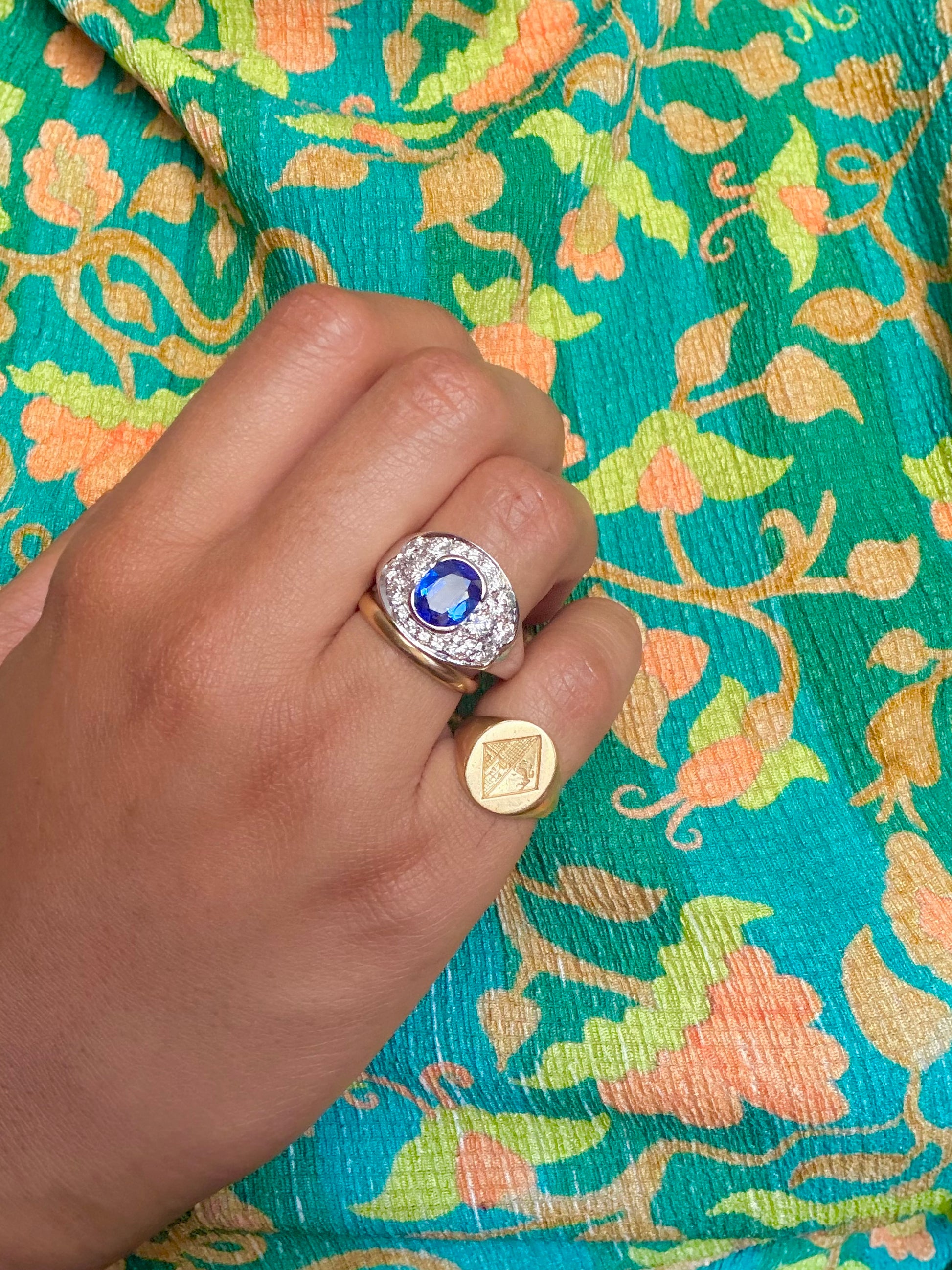 "Alba" Bague Bandeau en or blanc saphir et diamants
