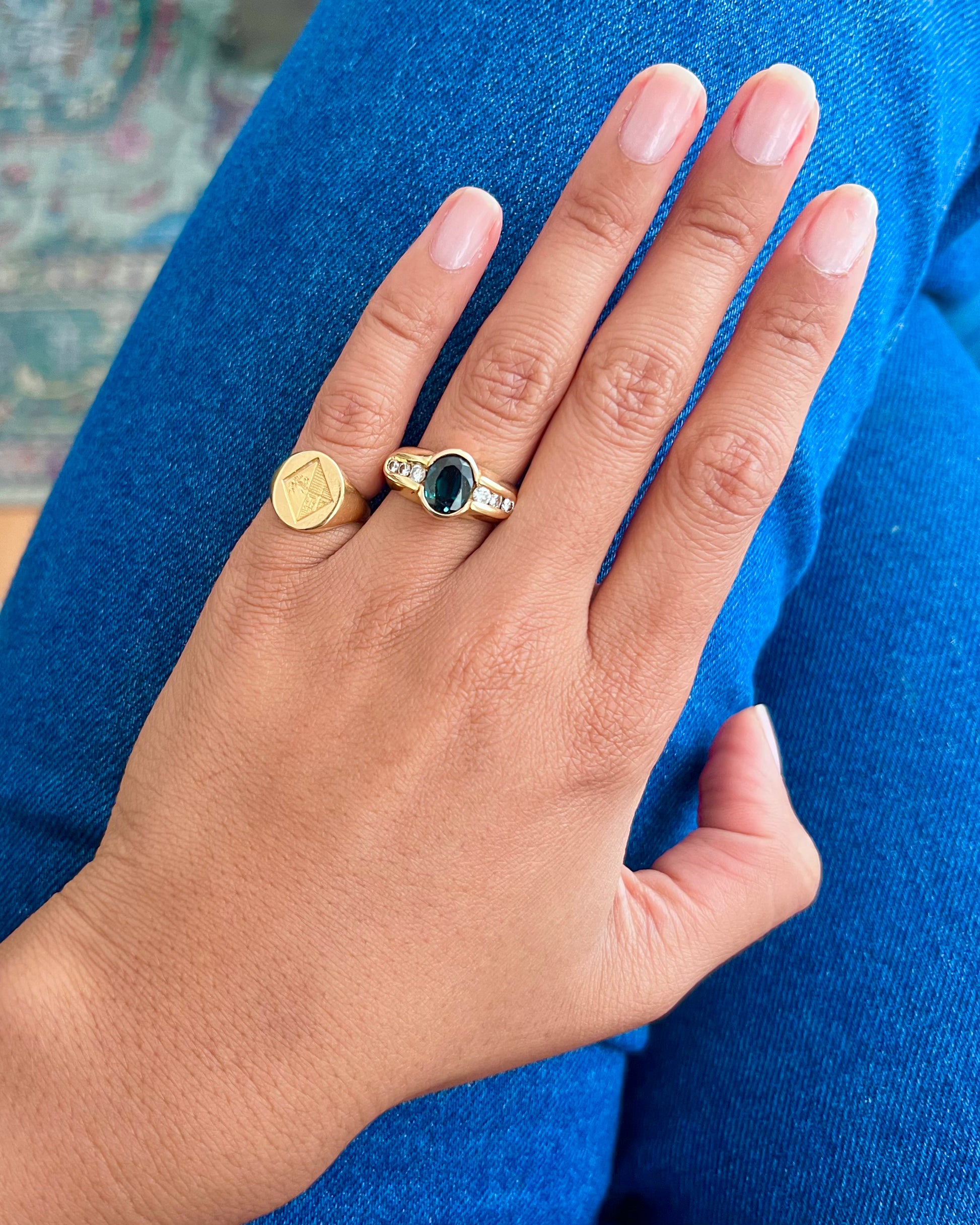 Bague Jonc en or jaune saphir et diamants