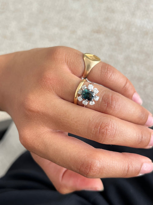 « Joséphine » Bague Marguerite or blanc, saphir et diamants