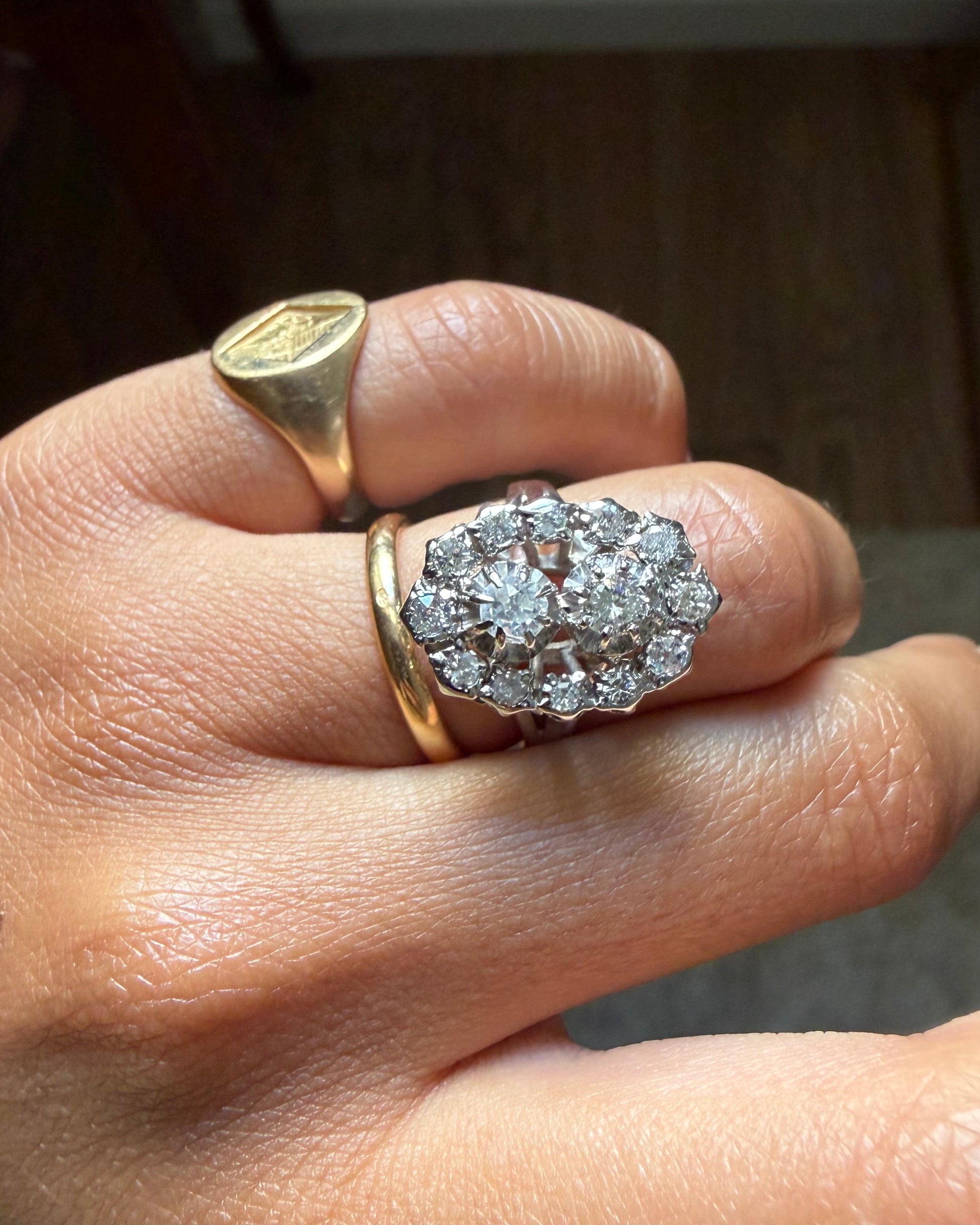 "Romane" Bague Navette en or blanc et diamants
