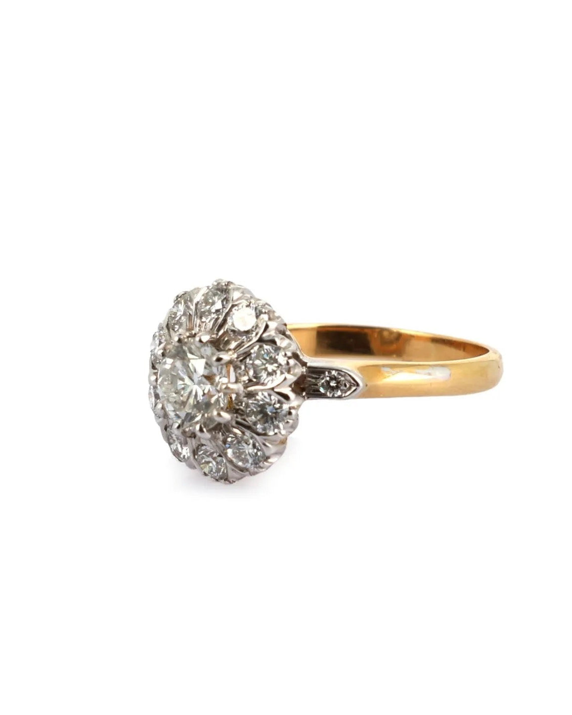 "Gabrielle" Bague Marguerite en or jaune, or blanc et diamants
