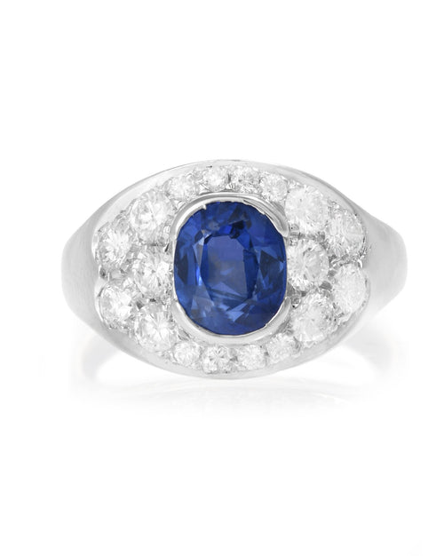 "Alba" Bague Bandeau en or blanc saphir et diamants