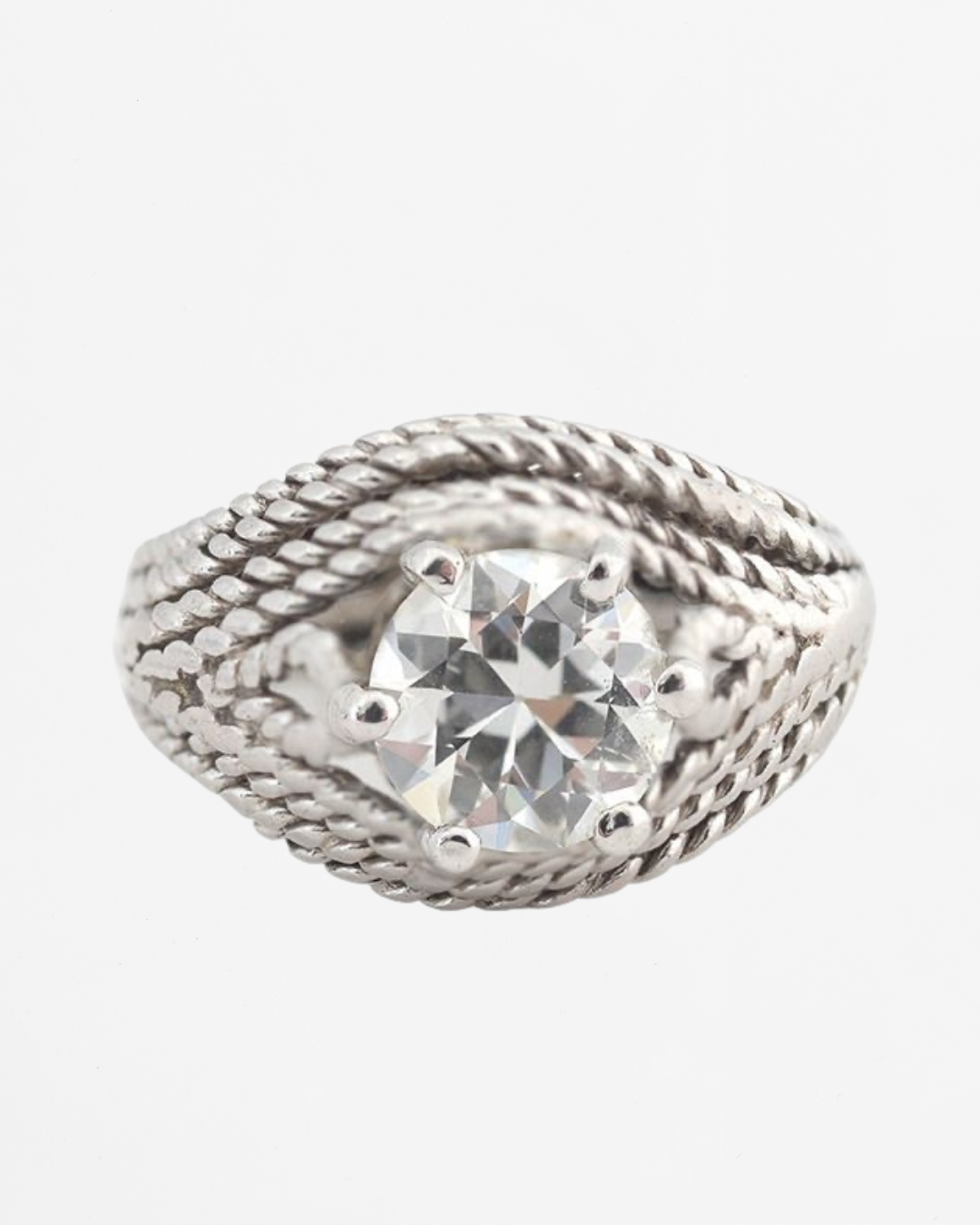 "Orso" Bague Dôme en or blanc et diamant