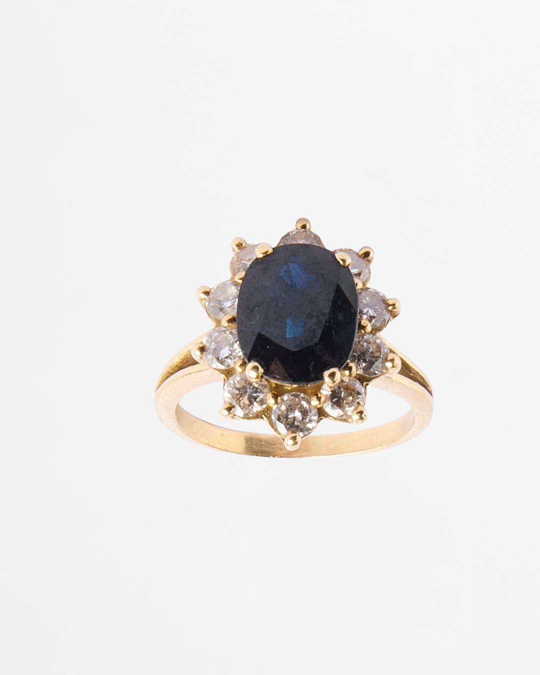 "Cécile" Bague Marguerite en or jaune, saphir et diamants