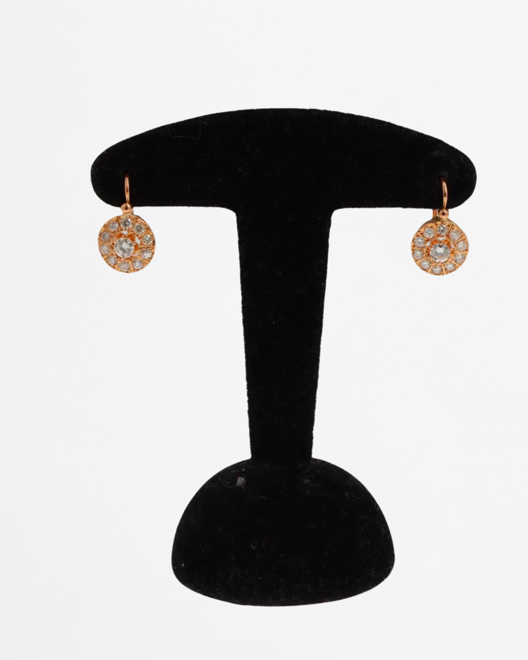 Dormeuses en or rose et diamants 1.98 carats