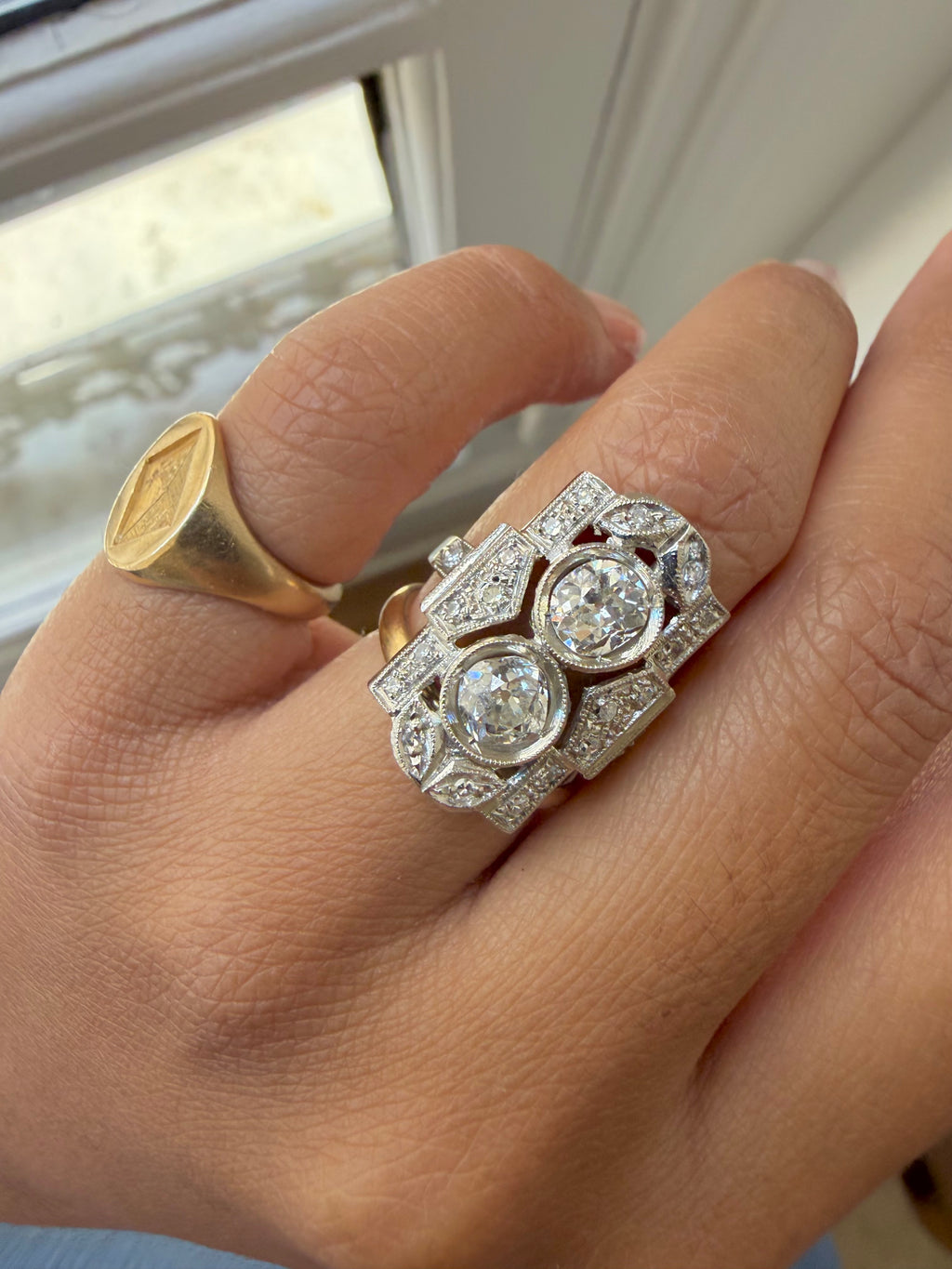 « Esther » Bague Art déco, en or blanc platine et diamants